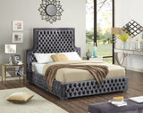 Sedona Contemporary Tufted Velvet Bed with Chrome Legs – Elegant Design for Modern Bedrooms
