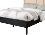 Siena Mid-Century Modern Bed with Elegant Cane Headboard and Durable Ash Wood for Timeless Style