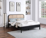 Siena Mid-Century Modern Bed with Elegant Cane Headboard and Durable Ash Wood for Timeless Style
