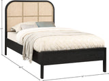 Siena Mid-Century Modern Bed with Elegant Cane Headboard and Durable Ash Wood for Timeless Style
