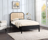 Siena Mid-Century Modern Bed with Elegant Cane Headboard and Durable Ash Wood for Timeless Style