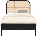 Siena Mid-Century Modern Bed with Elegant Cane Headboard and Durable Ash Wood for Timeless Style