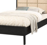 Siena Mid-Century Modern Bed with Elegant Cane Headboard and Durable Ash Wood for Timeless Style