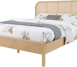 Siena Mid-Century Modern Bed with Elegant Cane Headboard and Durable Ash Wood for Timeless Style