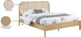 Siena Mid-Century Modern Bed with Elegant Cane Headboard and Durable Ash Wood for Timeless Style