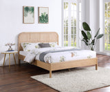Siena Mid-Century Modern Bed with Elegant Cane Headboard and Durable Ash Wood for Timeless Style