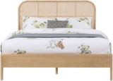Siena Mid-Century Modern Bed with Elegant Cane Headboard and Durable Ash Wood for Timeless Style