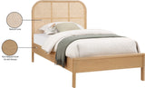 Siena Mid-Century Modern Bed with Elegant Cane Headboard and Durable Ash Wood for Timeless Style