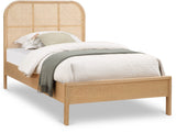Siena Mid-Century Modern Bed with Elegant Cane Headboard and Durable Ash Wood for Timeless Style