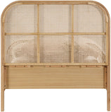 Siena Mid-Century Modern Bed with Elegant Cane Headboard and Durable Ash Wood for Timeless Style