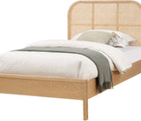 Siena Mid-Century Modern Bed with Elegant Cane Headboard and Durable Ash Wood for Timeless Style