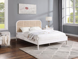Siena Mid-Century Modern Bed with Elegant Cane Headboard and Durable Ash Wood for Timeless Style