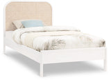 Siena Mid-Century Modern Bed with Elegant Cane Headboard and Durable Ash Wood for Timeless Style