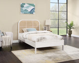 Siena Mid-Century Modern Bed with Elegant Cane Headboard and Durable Ash Wood for Timeless Style