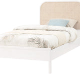 Siena Mid-Century Modern Bed with Elegant Cane Headboard and Durable Ash Wood for Timeless Style