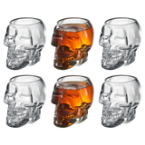 Skull Shot Glasses Set of 6 - 3oz Skull Glasses 3" H