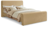 Sloan Contemporary Velvet Bed with Curved Headboard, Stylish Design & Comfortable Support 59" W