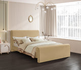 Sloan Contemporary Velvet Bed with Curved Headboard, Stylish Design & Comfortable Support 59" W