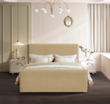 Sloan Contemporary Velvet Bed with Curved Headboard, Stylish Design & Comfortable Support 59" W