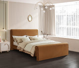 Sloan Contemporary Velvet Bed with Curved Headboard, Stylish Design & Comfortable Support 59" W