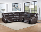 Alexandria Leather 6-Piece Power Reclining Set, Chocolate