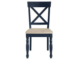 Darcy Solid Wood Side Chair, Midnight Blue and Natural Finish