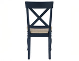Darcy Solid Wood Side Chair, Midnight Blue and Natural Finish