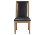 Orinda Rustic Solid Wood Side Chair, Brown Vegan Leather