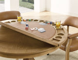 Rylie 48-inch Round Dining Table with Folding Game Top, Natural Finish