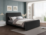 Stylus Contemporary Bed with Curved Headboard and Footboard - Luxurious Boucle Fabric Design