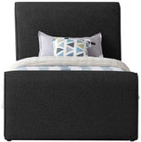 Stylus Boucle Fabric Bed – Modern Curved Headboard Design for Cozy Contemporary Bedrooms