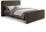 Stylus Contemporary Bed with Curved Headboard and Footboard - Luxurious Boucle Fabric Design