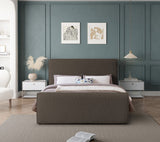 Stylus Contemporary Bed with Curved Headboard and Footboard - Luxurious Boucle Fabric Design