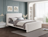 Stylus Contemporary Bed with Curved Headboard and Footboard - Luxurious Boucle Fabric Design