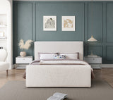 Stylus Contemporary Bed with Curved Headboard and Footboard - Luxurious Boucle Fabric Design