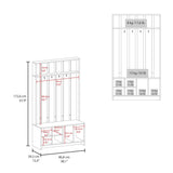 TUHOME Tulcan Hall Tree with Bench and Shoe Storage, Four Cubbies, Two Large Compartments and Coat Rack, Space-Saving Entryway Organizer with Hooks and Upper Shelf for Hallways, Mudrooms and Everyday Home Organization