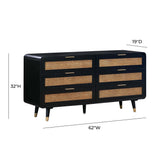 Christine 62" Black 6-Drawer Dresser