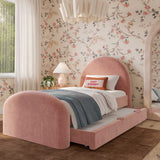 Moon Rose Upcycled Contract-Grade Chenille Twin Trundle Bed