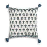 Blossom 20" Printed Cotton Tassel Throw Pillow Cover