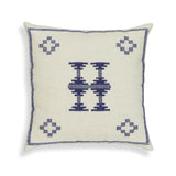 Aztec 20" Cream & Indigo Wool Square Throw Pillow Cover