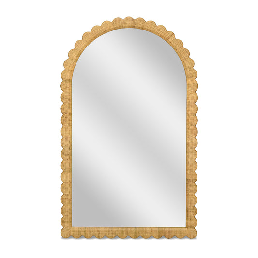 Bama 48"X79" Jumbo Natural Rattan Arched Wall Mirror