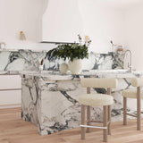 Carmel Cream Performance Boucle and Solid Wood Counter Stool