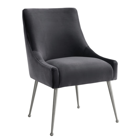 Beatrix Grey Performance Velvet Dining Chair - Silver Legs