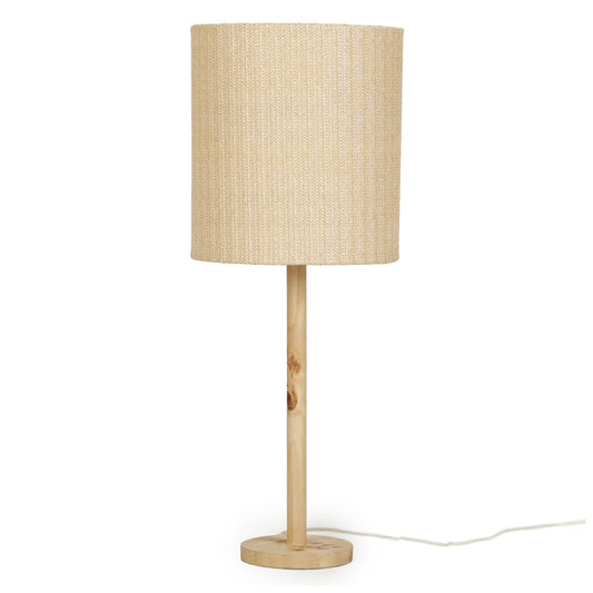 Lamia Natural Burl and Raffia Contract-Grade Table Lamp