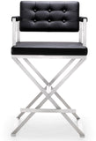 Director Performance Vegan Leather Stool with Silver Base