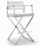Director Performance Vegan Leather Stool with Silver Base