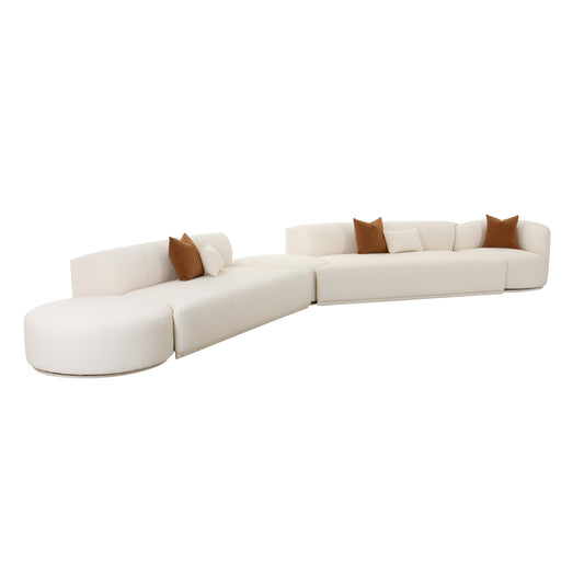 Fickle Cream Performance Boucle 5-Piece Modular Chaise Sectional