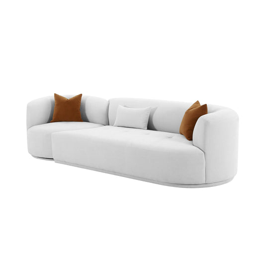 Fickle 112" 2-Piece Grey Performance Velvet Modular Sofa