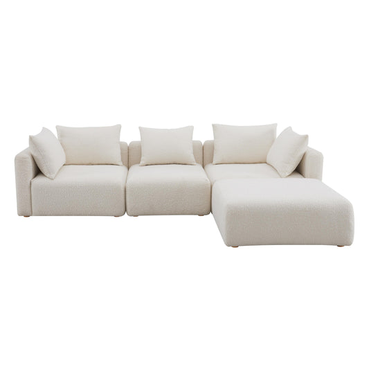Hangover 4-Piece Cream Performance Boucle Modular Sectional