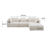 Hangover 4-Piece Cream Performance Boucle Modular Sectional